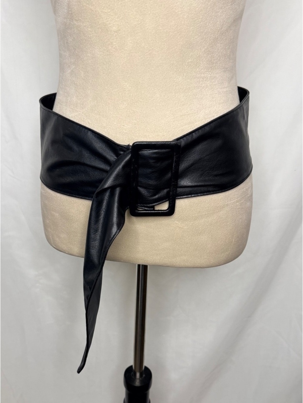 Y2K Black Wide Statement Waist Belt Buckle Wrap